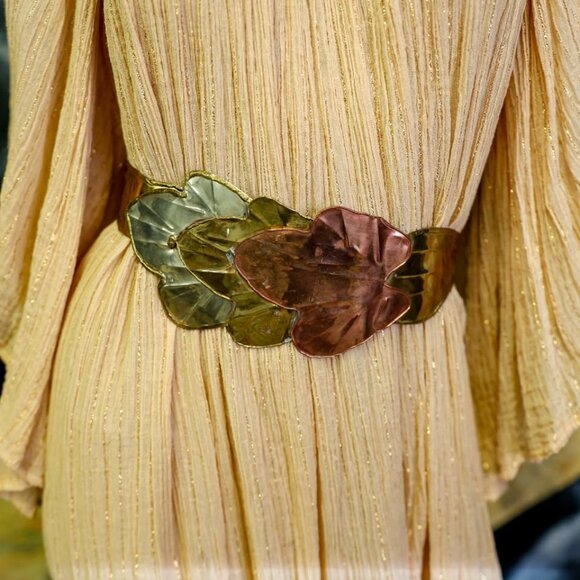 Vintage Handmade Brass, Copper & Silver Leaf Corset Belt main image 8